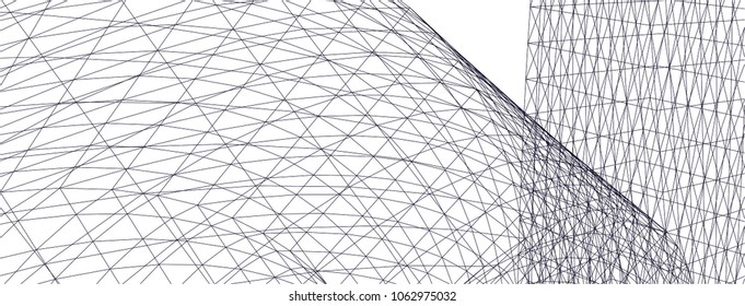 Architectural drawing. Geometric  3d background