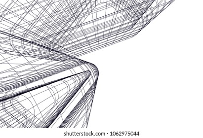 Architectural drawing. Geometric  3d background