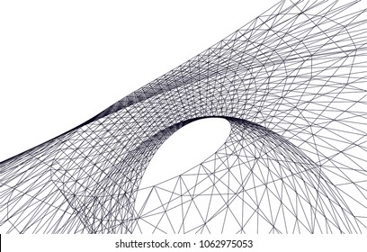 Architectural drawing. Geometric  3d background