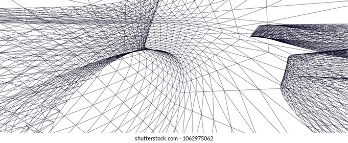 Architectural drawing. Geometric  3d background