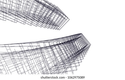 Architectural drawing. Geometric  3d background
