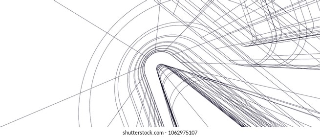 Architectural drawing. Geometric  3d background