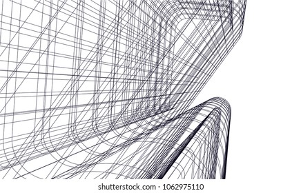 Architectural drawing. Geometric  3d background