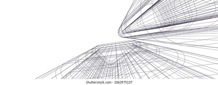 Architectural drawing. Geometric  3d background