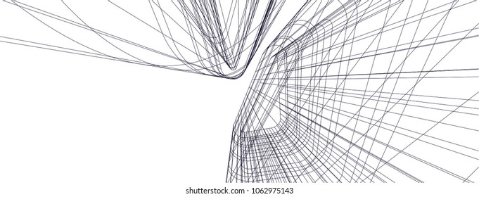 Architectural drawing. Geometric  3d background