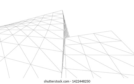 Architectural drawing. Geometric 3d background