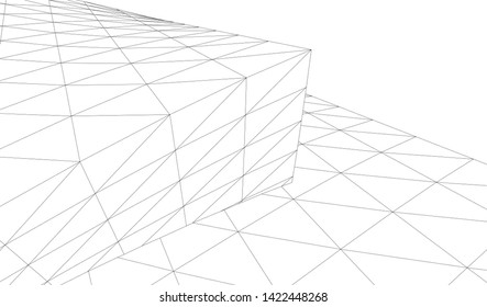 Architectural drawing. Geometric 3d background
