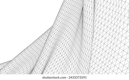 Architectural drawing. Geometric 3d background