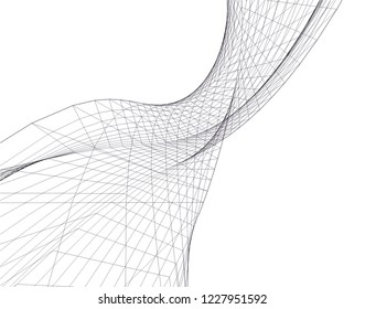 Architectural drawing. Geometric background 3d