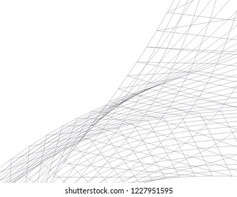 Architectural drawing. Geometric background 3d