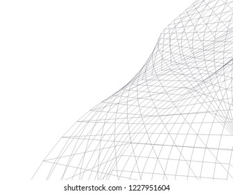 Architectural drawing. Geometric background 3d