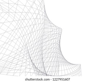 Architectural drawing. Geometric background 3d