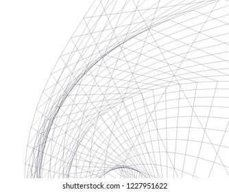 Architectural drawing. Geometric background 3d