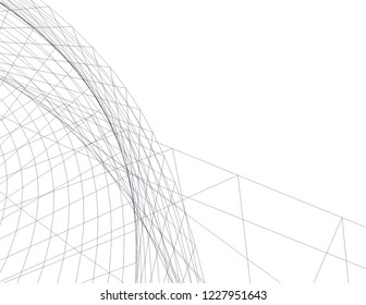 Architectural drawing. Geometric background 3d