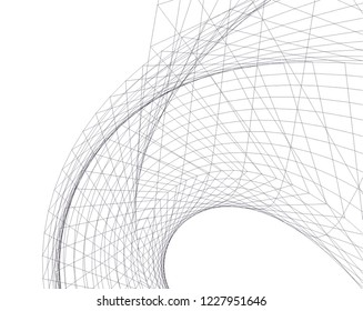 Architectural drawing. Geometric background 3d