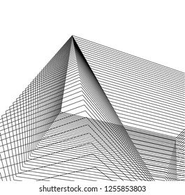 Architectural drawing. Geometric background 3d