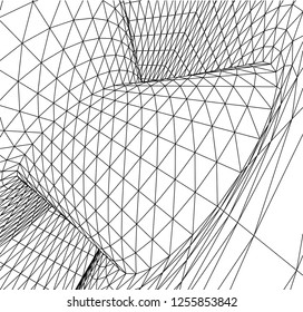 Architectural drawing. Geometric background 3d