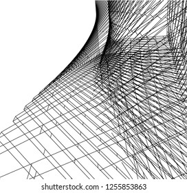 Architectural drawing. Geometric background 3d