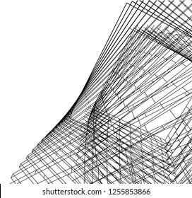 Architectural drawing. Geometric background 3d