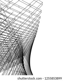 Architectural drawing. Geometric background 3d