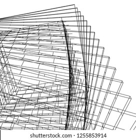 Architectural drawing. Geometric background 3d