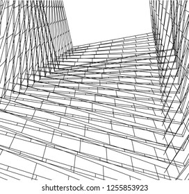 Architectural drawing. Geometric background 3d