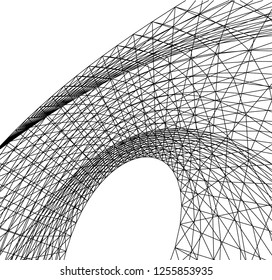 Architectural drawing. Geometric background 3d