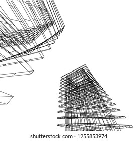 Architectural drawing. Geometric background 3d