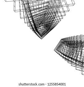 Architectural drawing. Geometric background 3d