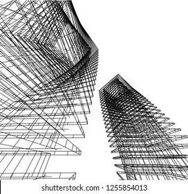 Architectural drawing. Geometric background 3d