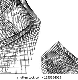 Architectural drawing. Geometric background 3d