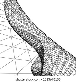 Architectural drawing. Geometric background 3d