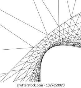 Architectural drawing. Geometric background 3d