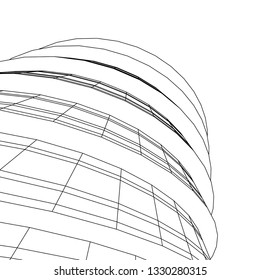 Architectural drawing. Geometric background 3d