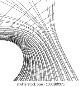 Architectural drawing. Geometric background 3d