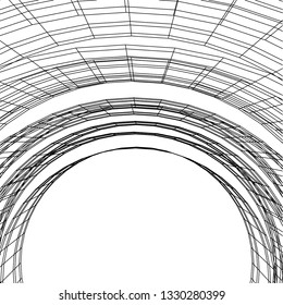 Architectural drawing. Geometric background 3d