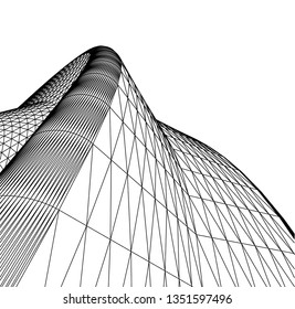 Architectural drawing. Geometric background 3d