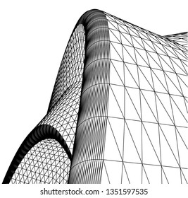 Architectural drawing. Geometric background 3d