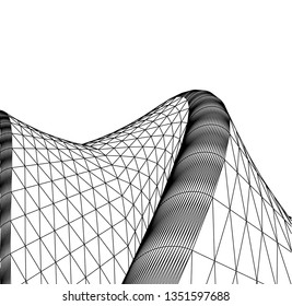 Architectural drawing. Geometric background 3d