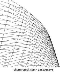 Architectural drawing. Geometric background 3d