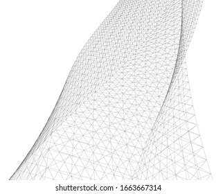Architectural drawing. Geometric background 3d