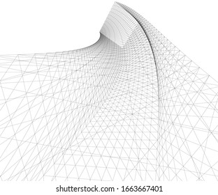 Architectural drawing. Geometric background 3d
