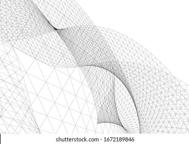 Architectural drawing. Geometric background 3d
