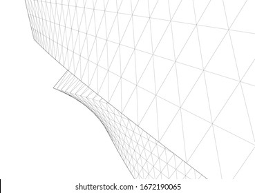 Architectural drawing. Geometric background 3d