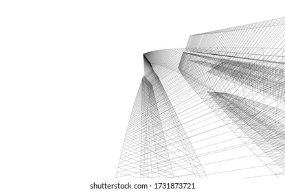Architectural drawing. Geometric background 3d