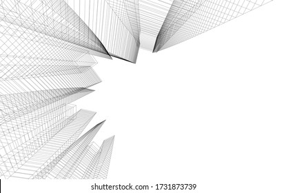 Dibujo arquitectónico. Fondo geométrico 3d
