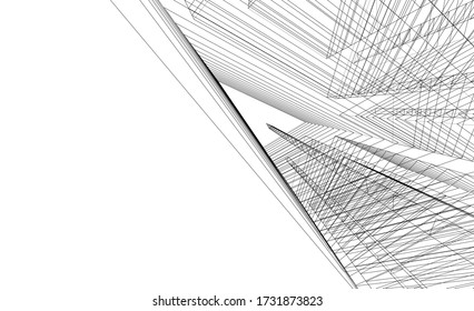 Architectural drawing. Geometric background 3d