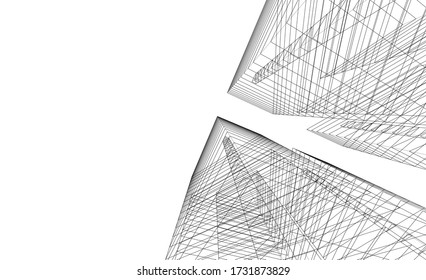 Dibujo arquitectónico. Fondo geométrico 3d