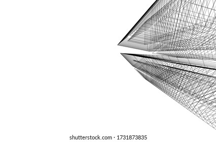 Architectural drawing. Geometric background 3d
