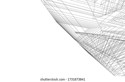Dibujo arquitectónico. Fondo geométrico 3d